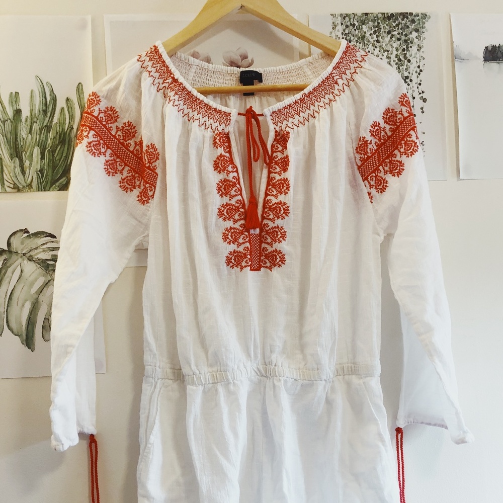 J CREW Embroidered Cotton Linen Cover-up